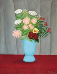 Nature morte de fleurs dans un vase bleu